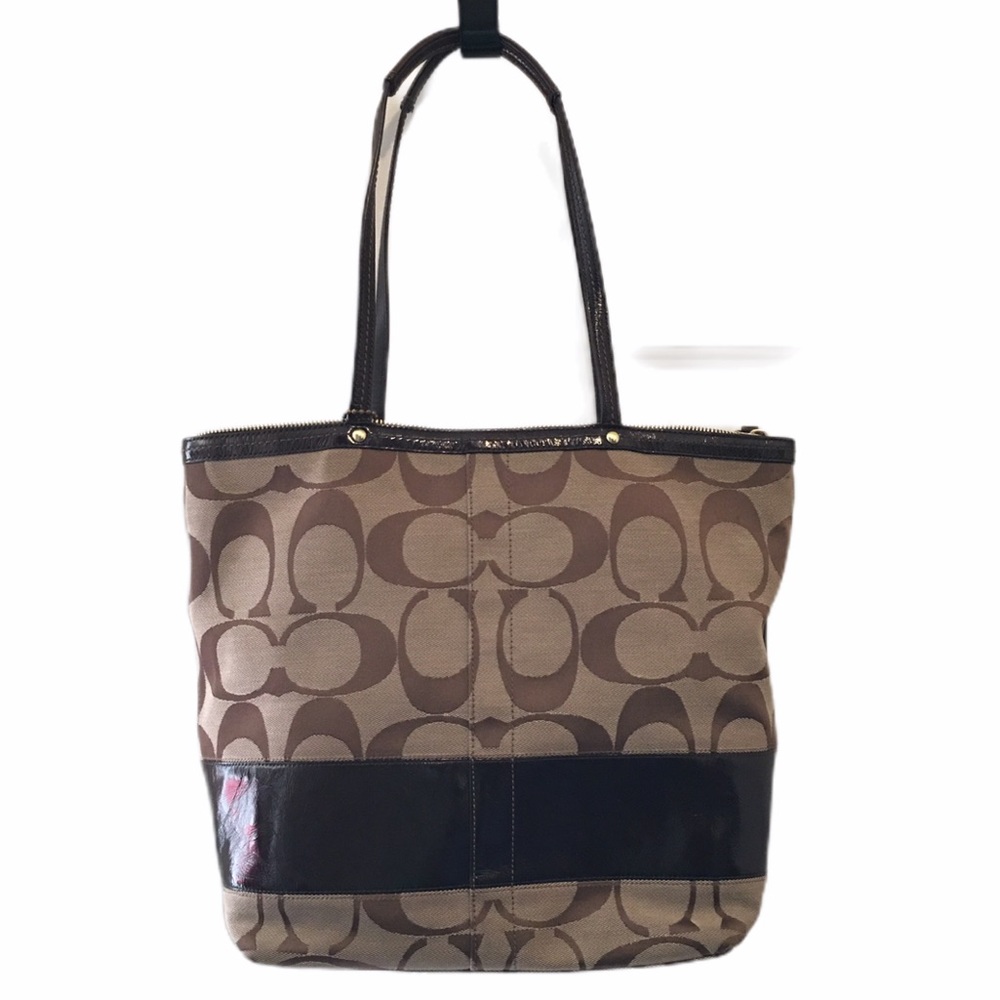 Coach Signature Tote in Khaki and Brown ECU